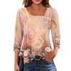 3/4 Sleeve Shirts For Women  Tees Blouses Casual Plus Size Basic Tops Pullover
