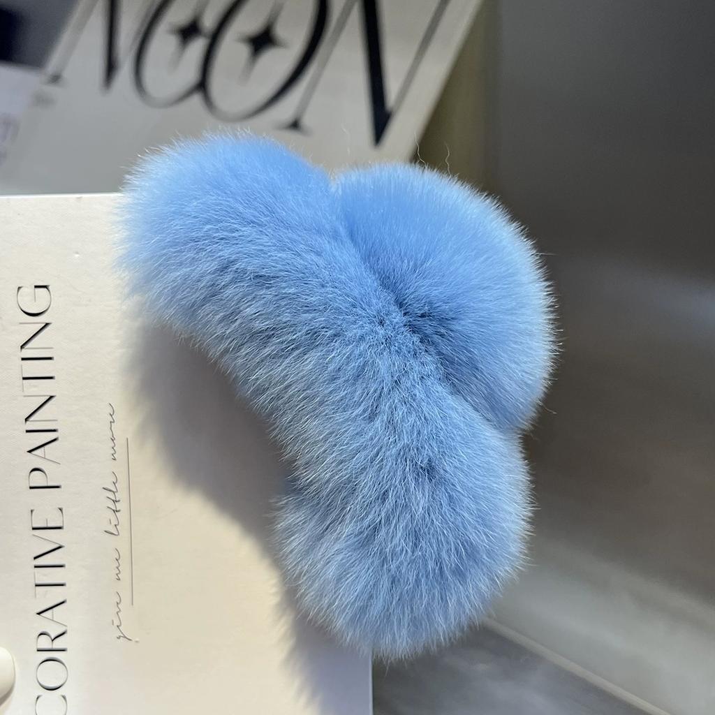 Real Rex Rabbit Hair Small Grab Clip Female Autumn and Winter Hairy Back Head Disc Claw Internet Celebrity Shark Clip Headgear Hairpin