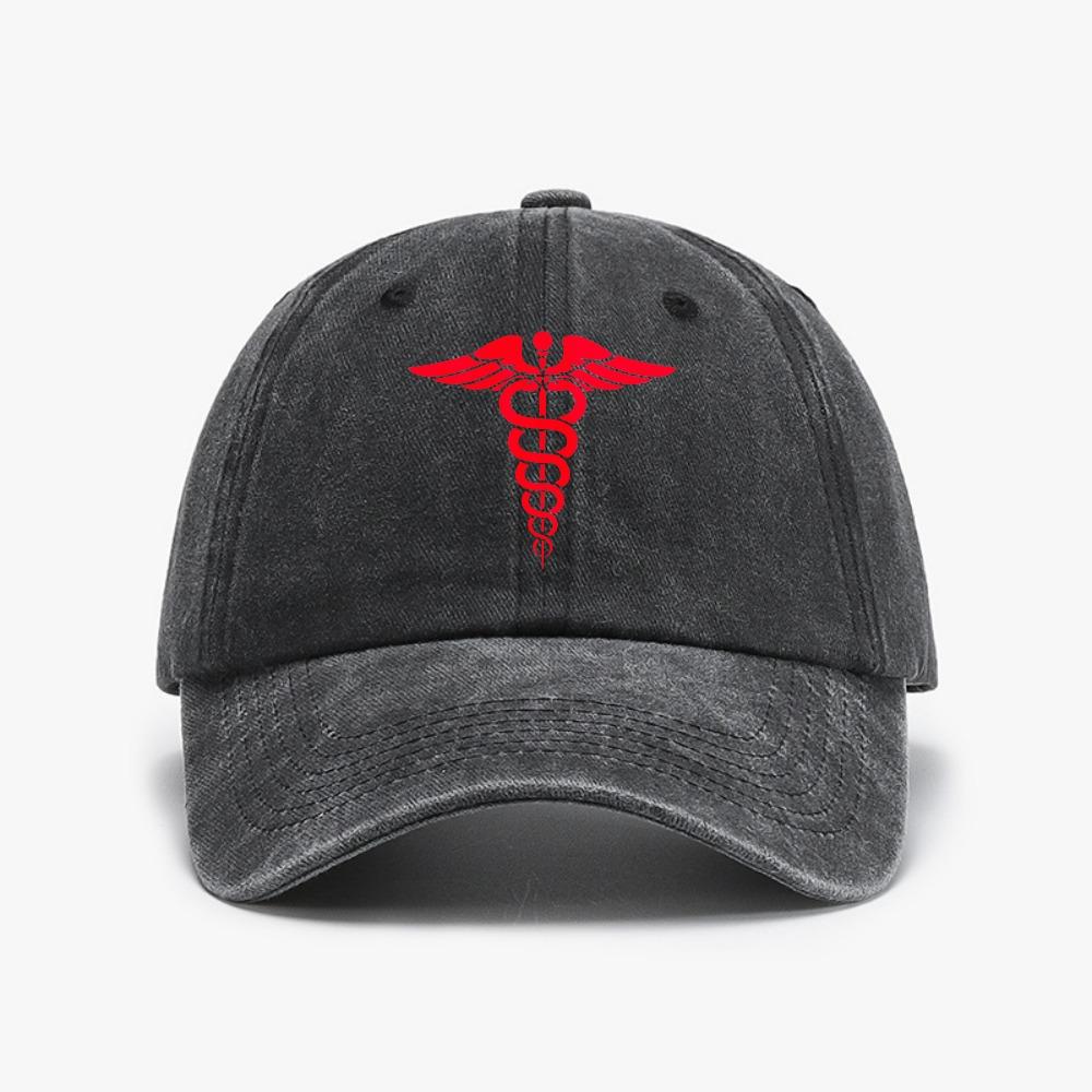 US Combat Medic Tactical Caduceus Washed Denim Baseball Cap Adjustable Solid Color Distressed Hat