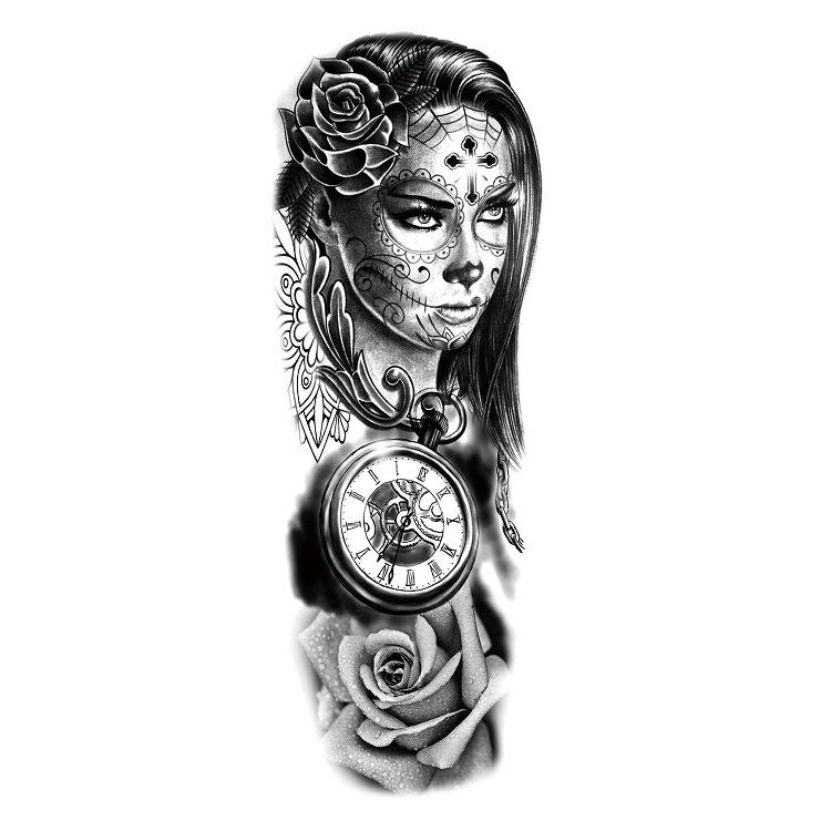 Full Arm Flower Arm Big Pattern Wind Lion Wolf Sexy Simulation Tattoo Water Transfer Tattoo Sticker