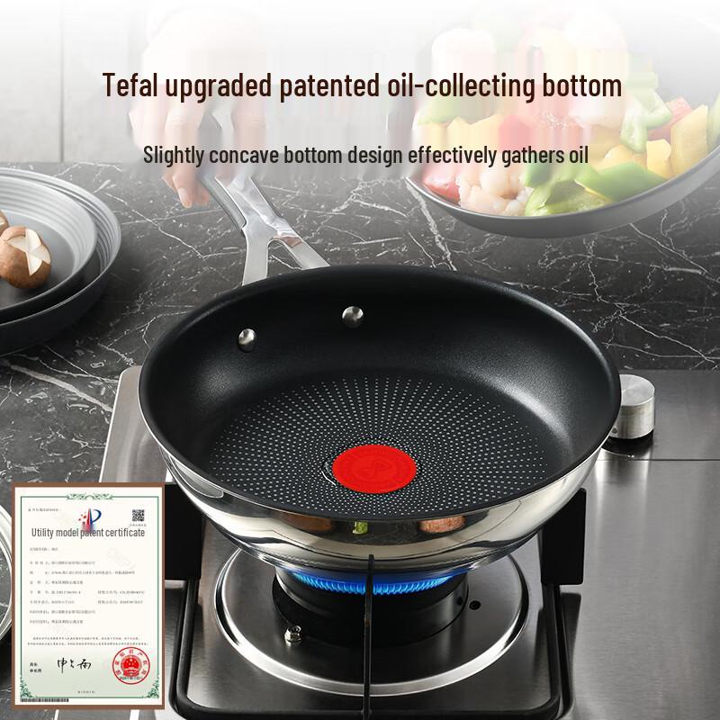 Sartén Antiadherente Tefal de Acero Inoxidable 316L con Thermo-Spot