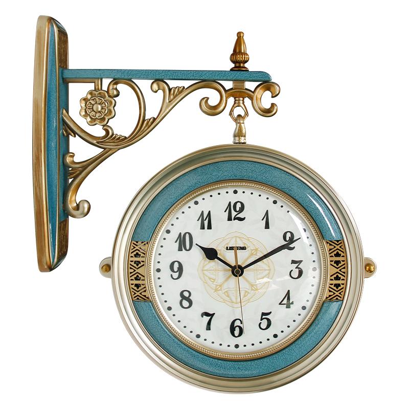 Double-Sided Wall Clock European Style Silent Wall Clock Modern Minimalist Quartz Hanging Clocks Bedroom Decoration Accessory