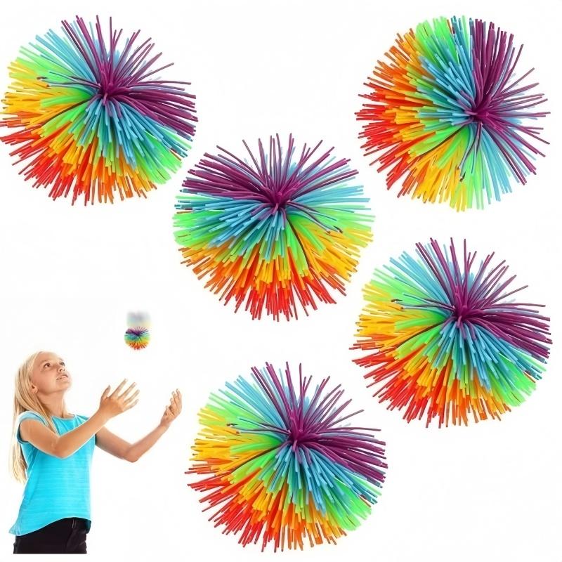 6810cm Colorful Rubber Wire Jugging Ball Toy - Kids Anti-Stress Stretchy Ball Children's Novelty Funny Rubber Toy For Kids