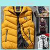 Mens Winter Warm Padded Sleeveless Puffer Jacket With Stand Collar And Zipper Closure