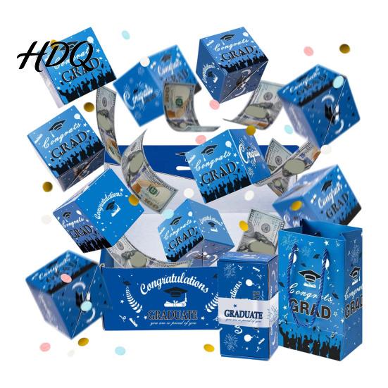 Durable Cardboard Gift Box 2026 Graduation Explosion Box DIY Pop Up Money Holder Pop-up Folding Bounce Cash Card for Grad Party Supplies Confetti