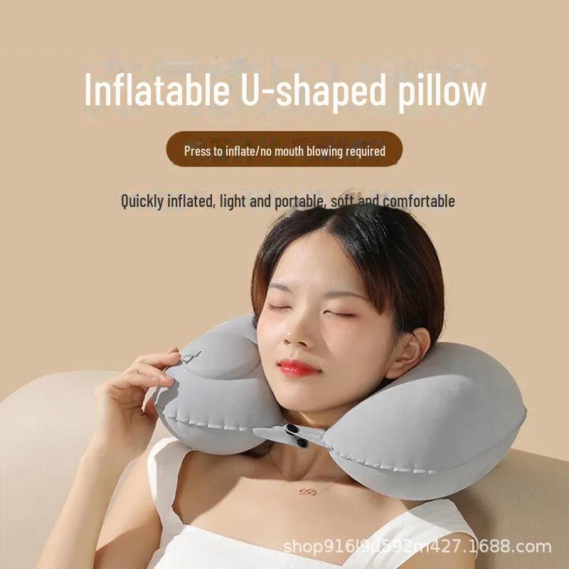 Inflatable U-Shaped Neck Pillow for Travel, Work, or Home