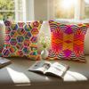 Colorful Geometric Continuous Art Cushion Cover Pillowcase Short Plush Invisible Zipper Room Sofa Cushion Cover