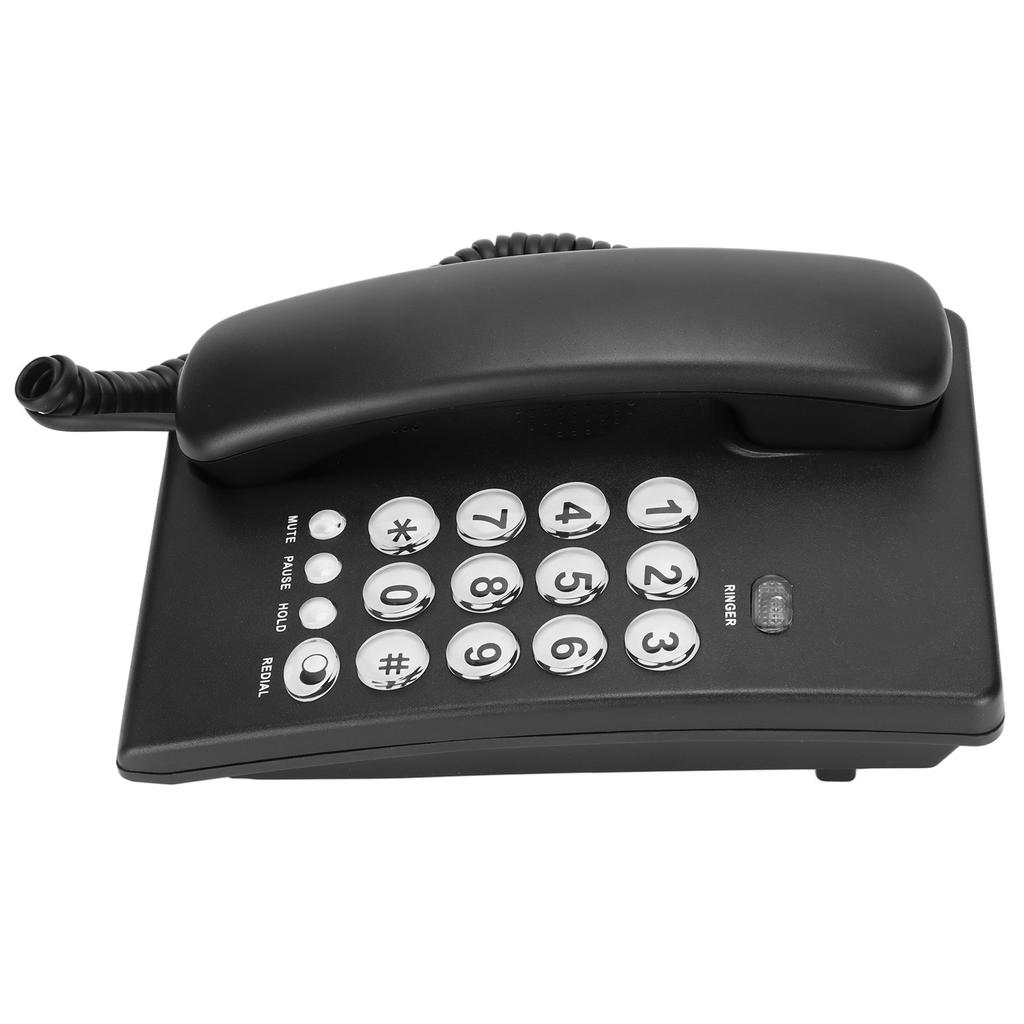 KXT504 Enkel Kablet Telefon Multifunksjonell Stil Skrivebordstelefon med Store Knapper for Hjemmekontor Hotell(Svart )