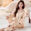 Plus Size Floral Pajama Set: Spring & Autumn, Long Sleeve, Comfortable Japanese Style for Middle-Aged Moms, Indoor/Outdoor Wear