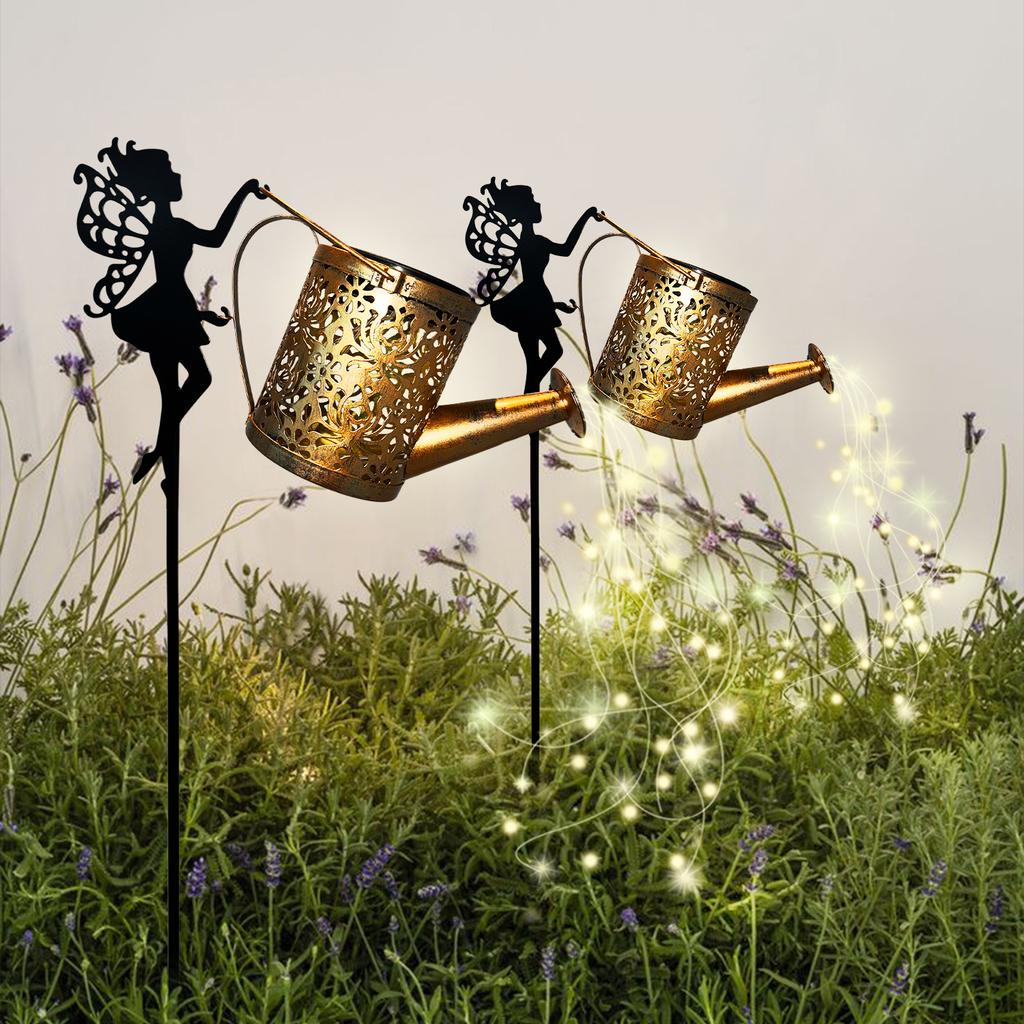 Solar Fairy Watering Can Lights – Outdoor Decorative Kettle with Cascading String Lights, Perfect for Garden Décor & Gifts