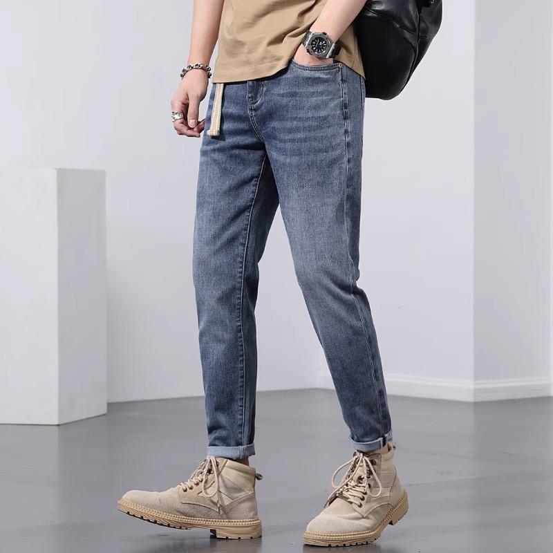 Men's Nine-point Jeans Summer Thin Loose Straight Trendy Brand Cool 2025 New Casual Pants American High Street