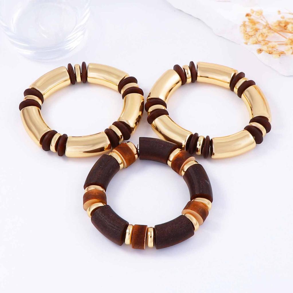 2025 New ZAA Wood Beaded Splicing Bracelet Necklaces Zircon Sets for Women Vintage Ethnic Style Neck Accessories
