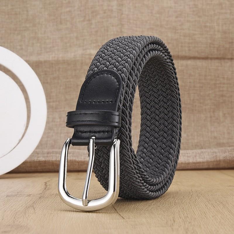Non perforated men's and women's woven waist belt, elastic canvas belt, women's Korean version versatile student pants belt