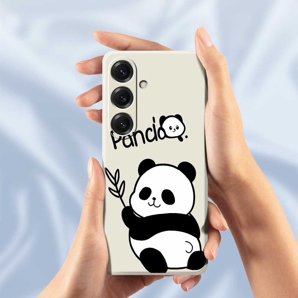 For Samsung Galaxy S25 Case Panda Pattern Printing Straight Edge TPU Phone Back Cover