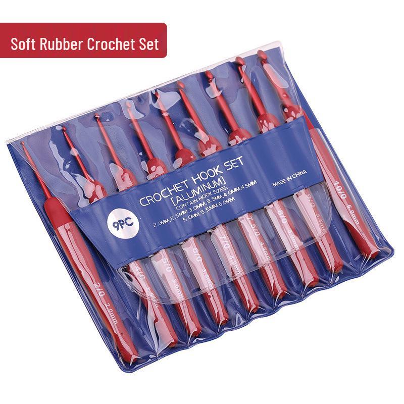 

Червоний Набір гачків для в язання з м якою ручкою для DIY рукоділля