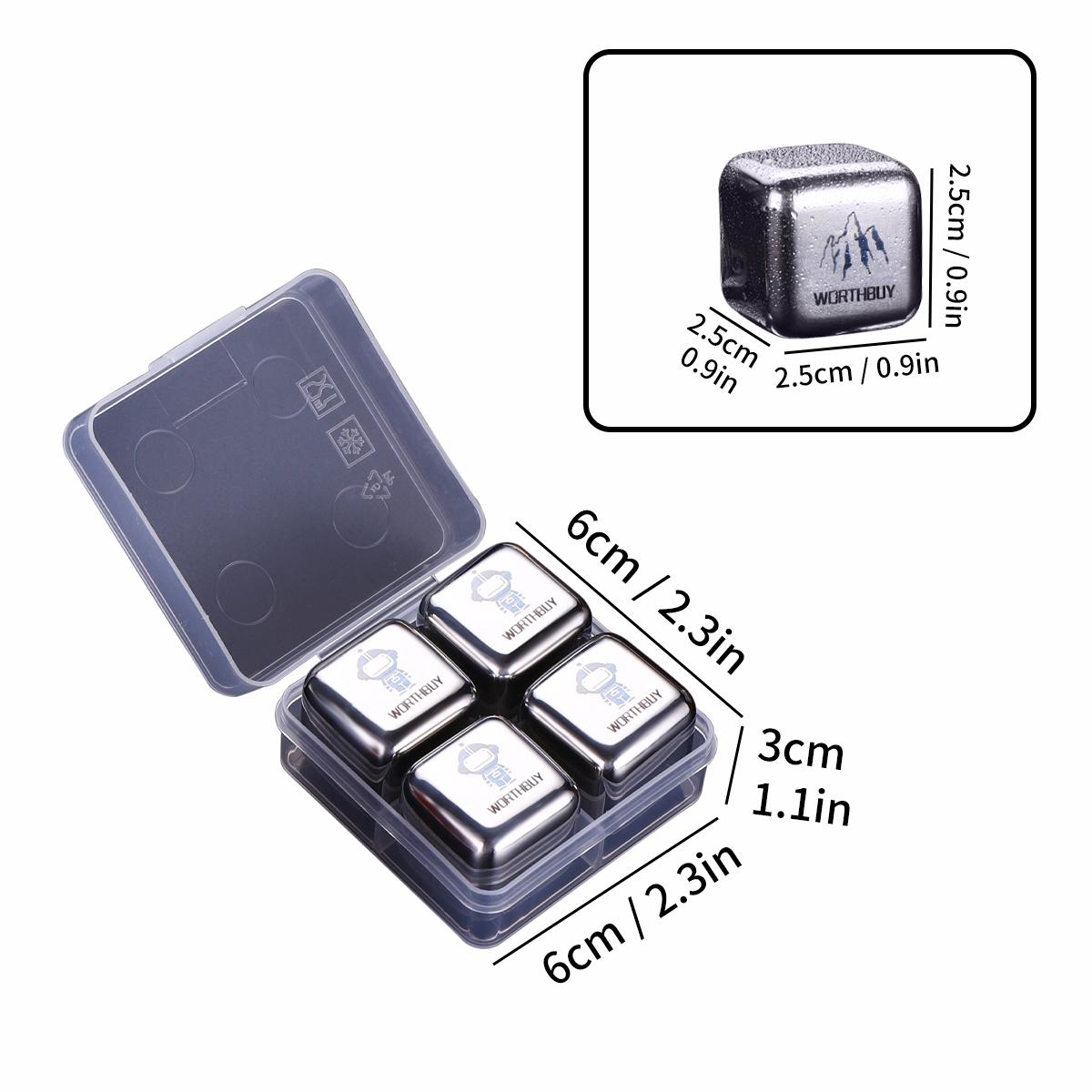 

Кубик льда из нержавеющей стали 304 с коробкой для льда и щипцами для льда, многоразовый металлический охлаждающий камень для виски, охладитель для вина, барные инструменты