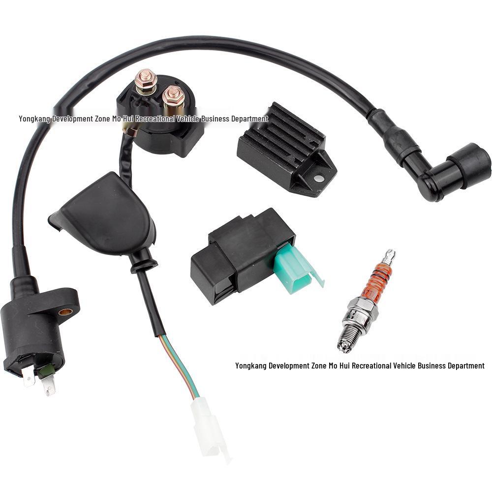 High-Voltage Ignition Kit for Off-Road Motorcycle, ATV, Beach Buggy (50-110cc) - Includes Relay, Spark Plug, Half-Wave Rectifier