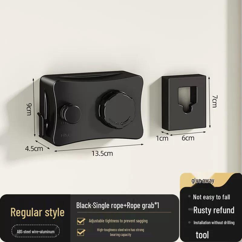 Einziehbare Wäscheleine für den Innenbereich - Stanzfreier Wäscheständer aus Stahldraht für Balkon & Badezimmer