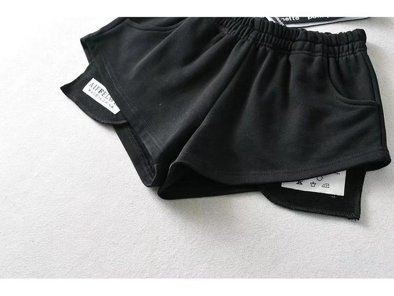 Summer Spicy Girl Style Elastic Waist Patchwork High Waist Wide Leg Casual Shorts for Women
