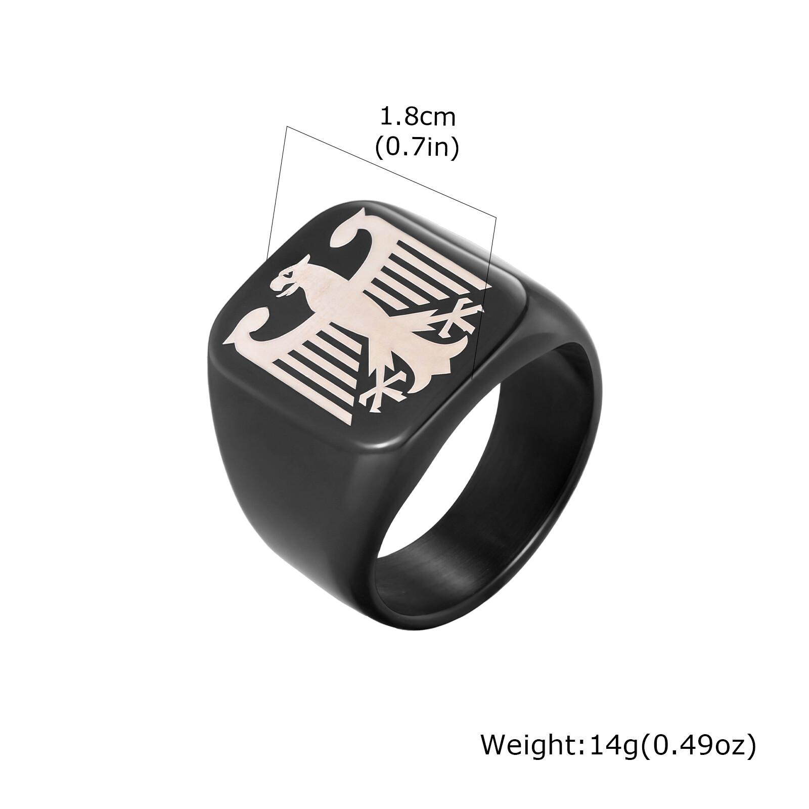 German Federal Eagle Signet Ring for Men,Stainless Steel Square Statement Ring,National Symbol Jewelry 7