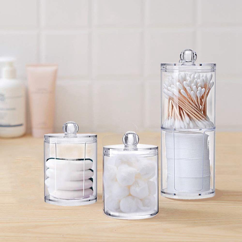 Portable Plastic Cotton Swab Holder Cotton Swab Box Cotton Buds Ball Dispenser Bathroom Jar