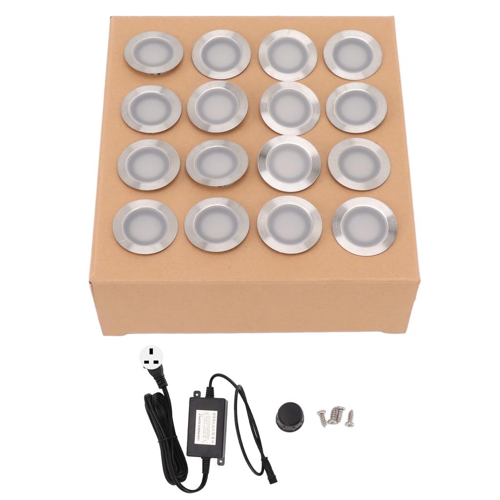 16 Pcs LED Deck Light Kit 10W 2800 To 3200K Warm White IP67 Waterproof Recessed LED Deck Lamp