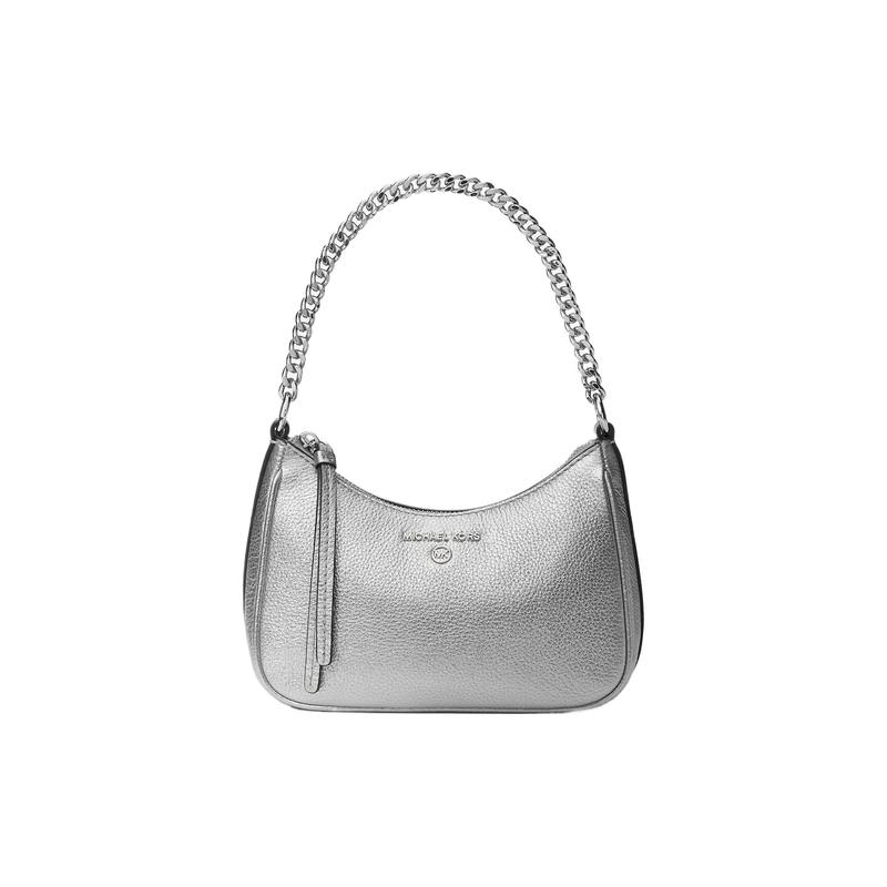 MICHAEL KORS Polished Metal Finish Chain Strap Leather Clutch Small Women s Silver серебряный