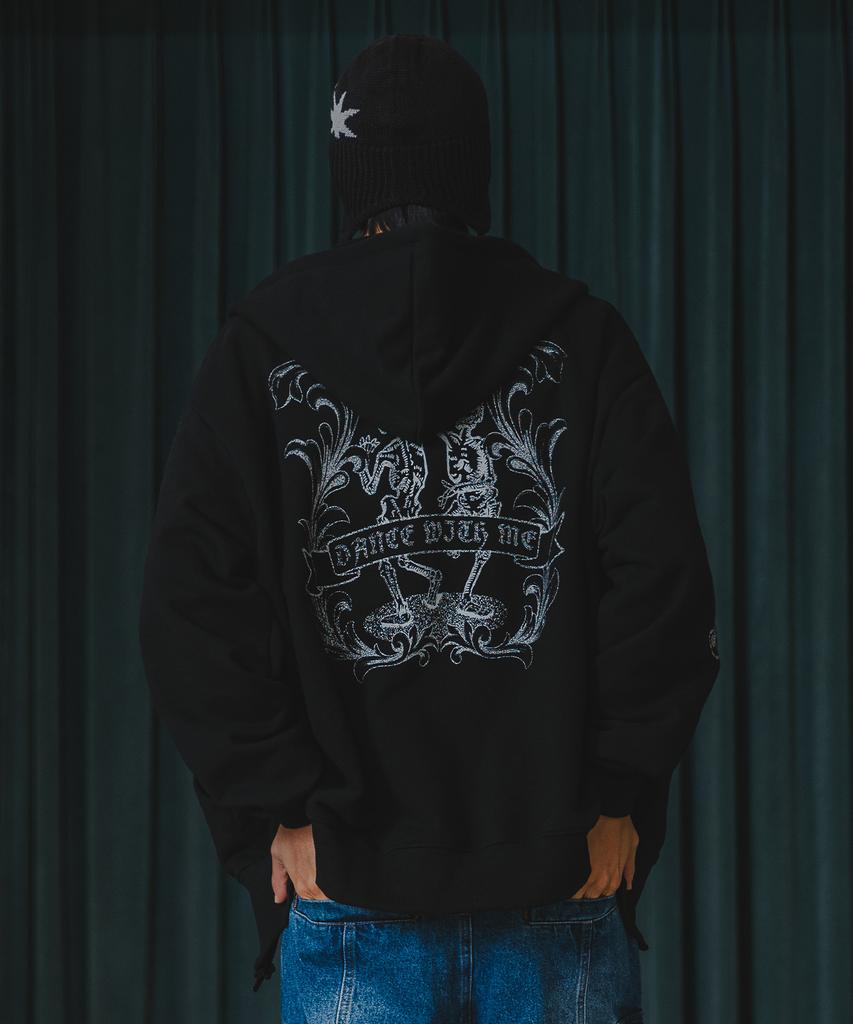 Alvinclo Burning Skull Oversized Zip-Up Hoodie Azh889 (3 Colors)
