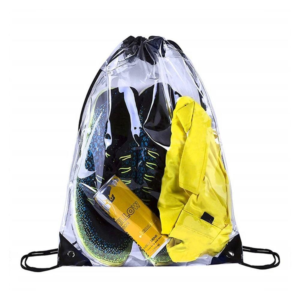 Foldable Drawstring Backpack Large Capacity Jelly Bag Simple PVC Transparent Bag  Mountaineering