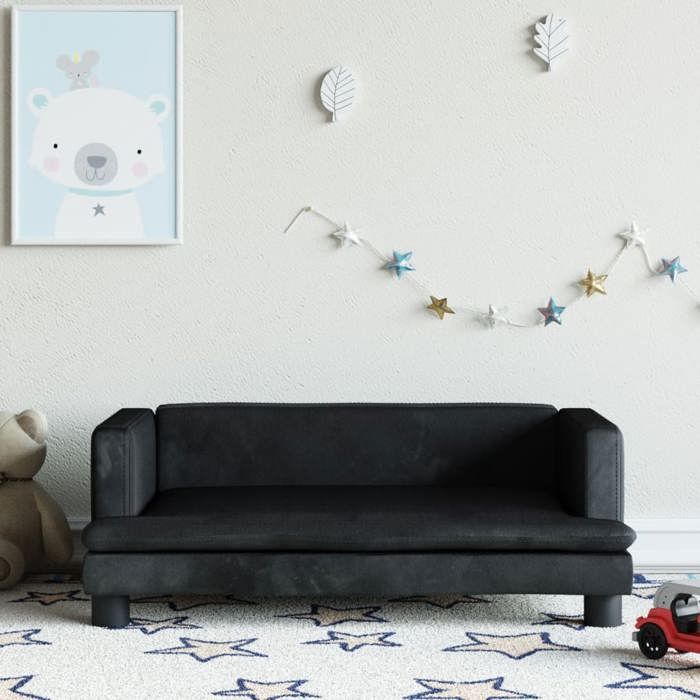 VidaXL Canapé pour enfants noir 80x45x30 cm velours 3196309