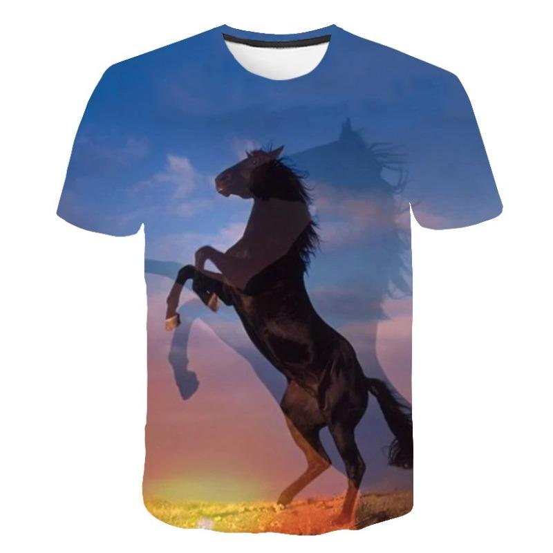 Men's Horse 3D Print T-shirt Short Sleeve Crew Neck Tee Men's Clothing Summer Outdoor Sportswear Casual T Shirts