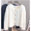 Cozy and Warm Autumn/Winter Short Cardigan with Mink Cashmere and Knit for Women