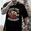 Cats for Everybody Graphic T Shirts Unisex Women Christmas Party Gifts Round Neck Short Sleeve Tee Christmas Santa Fashion Tops