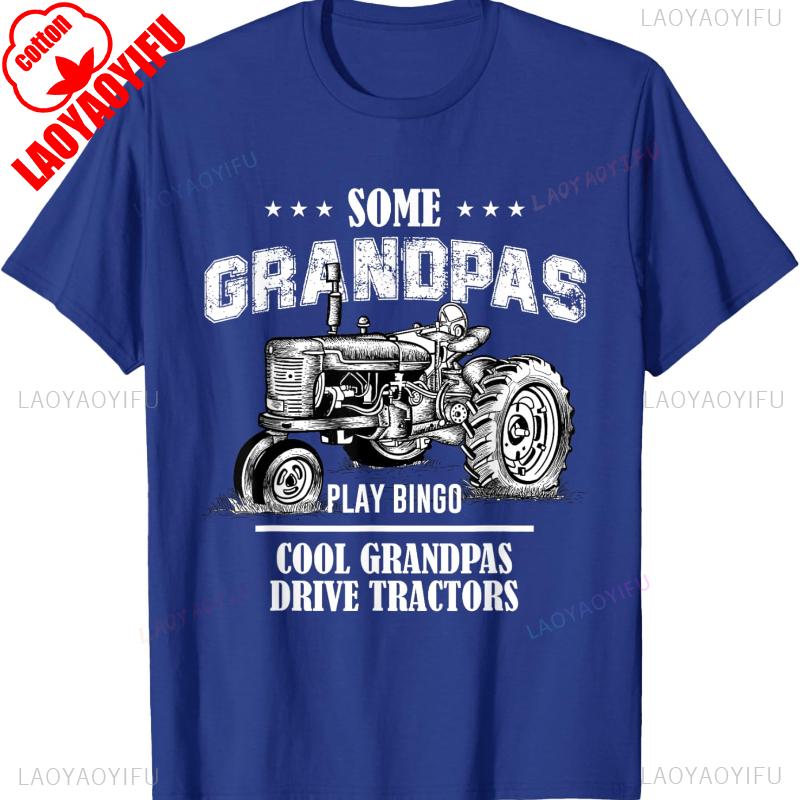 Some Grandpas Popular Play Bingo Cool Drive Vintage Tractors Gift Printed Tshirt Tops Commuter Allmatch Regular Short Sleeve