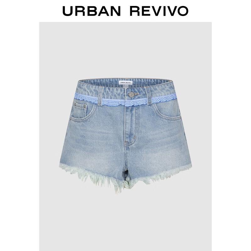 Женские рваные джинсовые шорты UR с контрастной кружевной отделкой 26