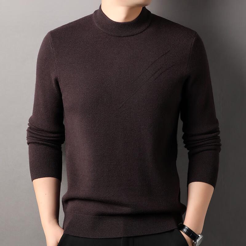 Hengyuanxiang Men's 100% Pure Wool Mock Neck Sweater