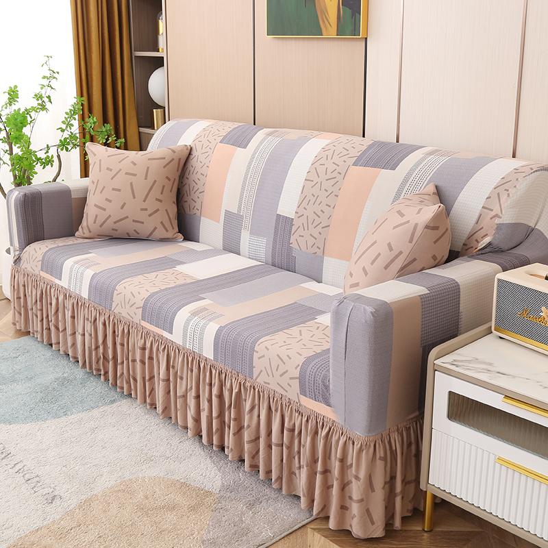 Printed Sofa Cover Stretch Couch Covers Patterned Slipcovers With Skirt Washable Spandex Furniture Protector For Living Room