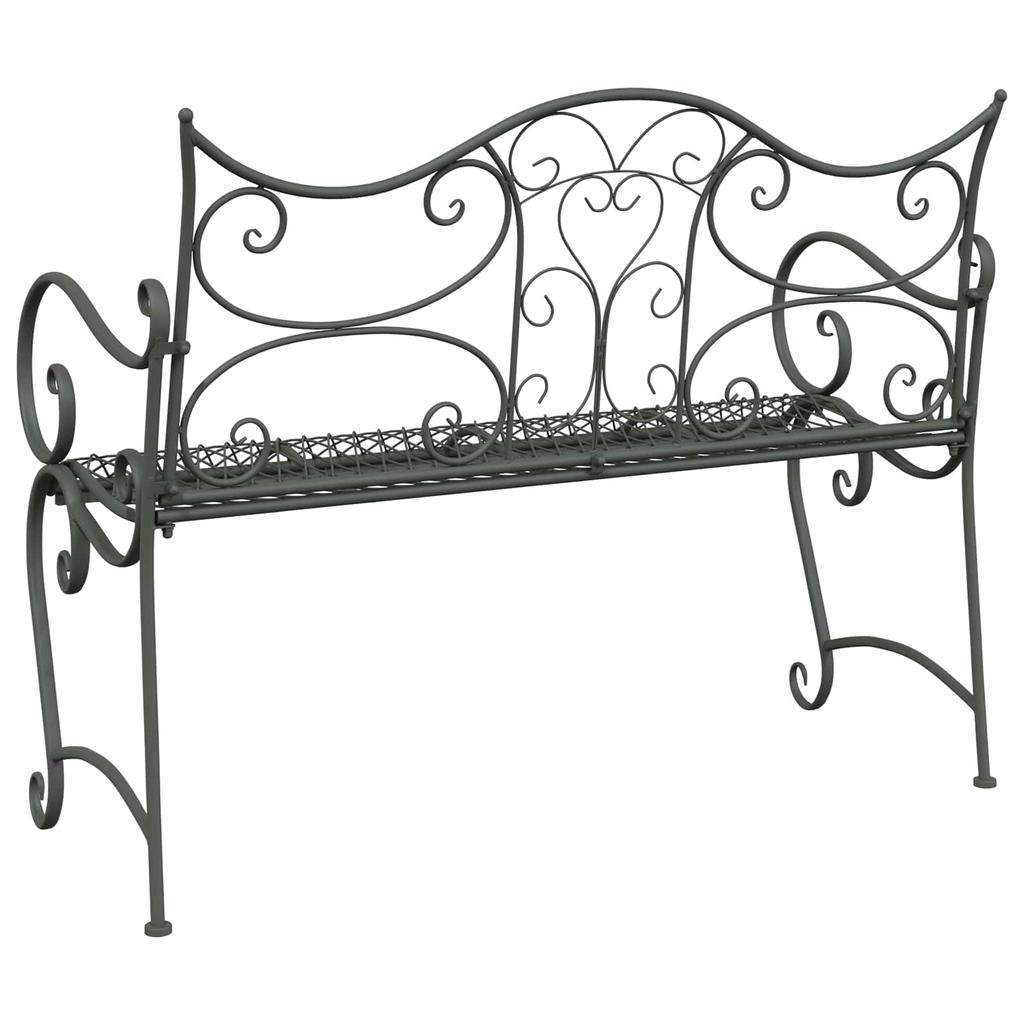 Garden Bench 2 Seater 114 x 56.5 x 90 cm Steel Silver Grey