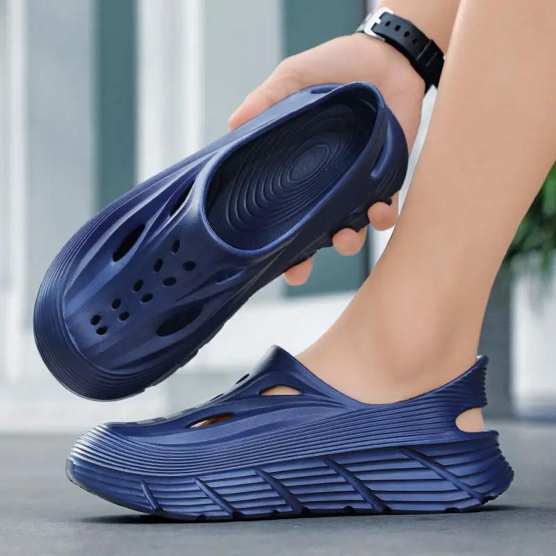 Outdoor Closed Toe with Platform Hole Shoes for Men Beach Big Size New Luxury H Non-slip Buy Breathable 2025 Man Sandals