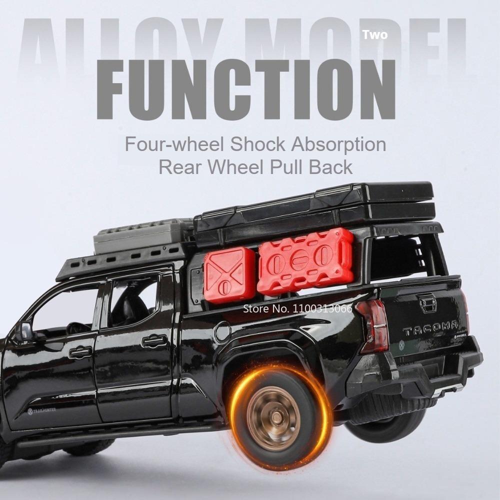 1:24 Scale Tacoma Models Cars Alloy Diecast Toys with Light Sound Miniature SUV Wheel Pull Back Off-road Vehicles Home Decor