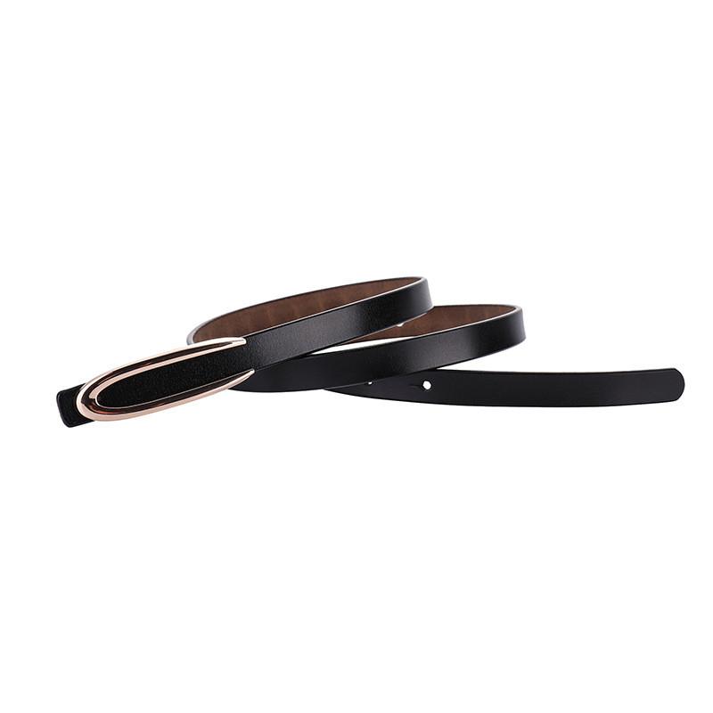 Slim Leather Belt With Snap Closure For Daily Casual Pants And Skirts