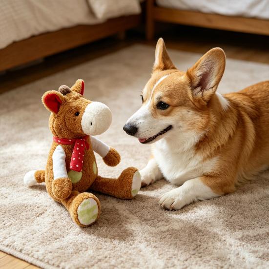 Pet Toy Cartoon Monkey Chicken Horse Design Anxiety Relief Pet Toy with Sound Design Bite-Resistant Interactive Plush Puppy