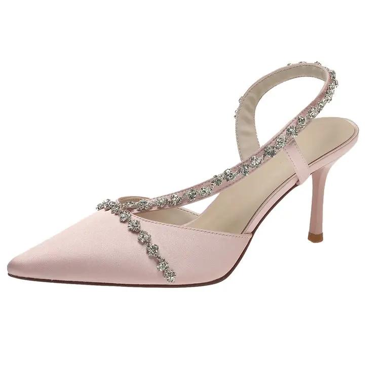 Glitter Rhinestones Women Pumps Crystal  Lady Silk High Heels Party Shoes 2025 Spring NEW Zapatos De Mujer