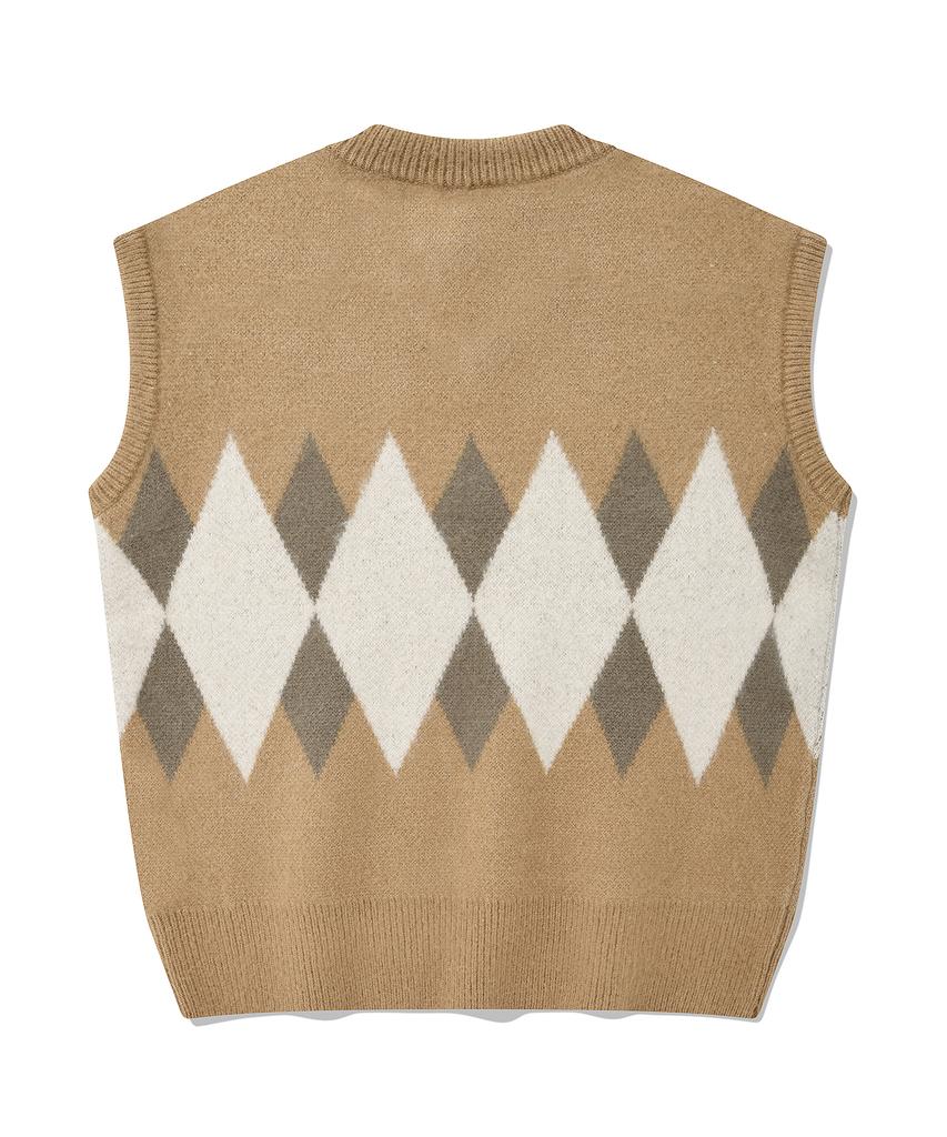 Saintpain Sp Diamond Jacquard Vest-Beige