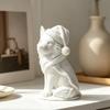 Creative Christmas Gift 3D Printed Wolf Figurine, Cute Animal Statue with Santa Figurine Hat And Scarf for Tabletop, Mantel Shelf Home Office
