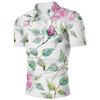 Men's Simple Flower Print Short-sleeved POLO Shirt, Summer Men's Personalized Casual Button Pullover, Fashionable Men's Clothing