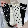 Women's Spring/Summer Thin Japanese Striped & Polka Dot Slouch Socks with Rolled Edge (Mid-Calf)