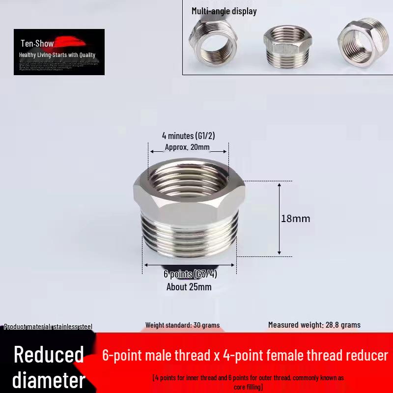 Oțel Inoxidabil Tee Cot Reductor cu Filet Interior: Accesoriu conductă instalații sanitare 6 puncte la 4 puncte