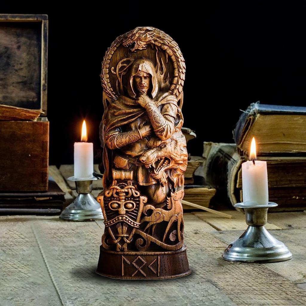 New Hero Statue Imitation Wood Carving Resin Ornament Resin Handicraft Mythical Ornament Thor Spirit Decoration