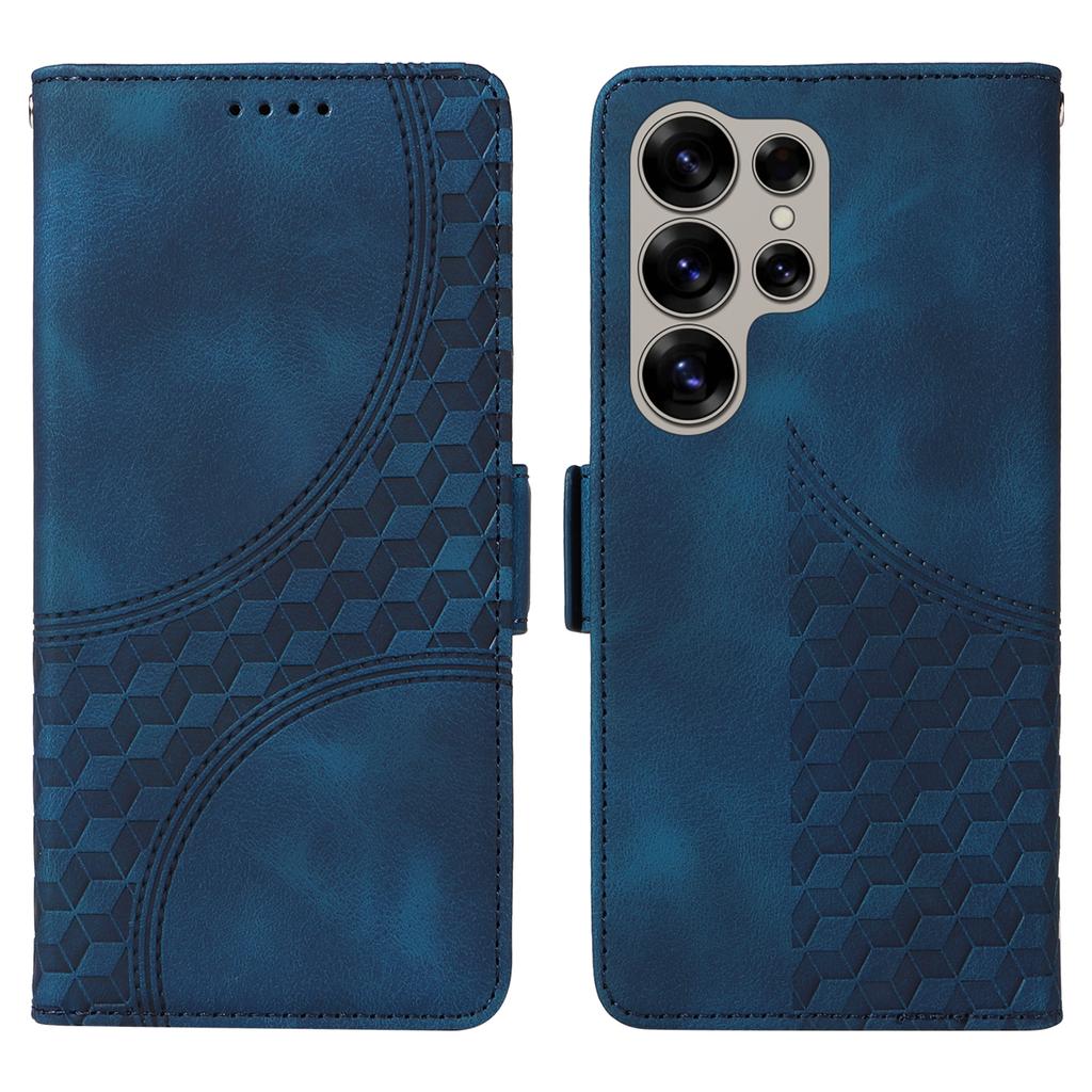 For Samsung Galaxy S25 Ultra Case PU Leather Phone Cover Rhombus Starry Imprinted